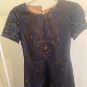 BCBGMaxAzria Navy Open-Back Lace Dress Size 6